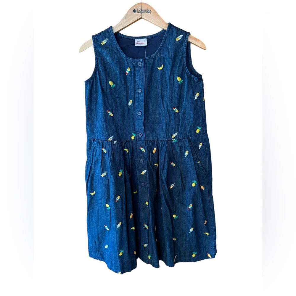 NWT Hanna Andersson Denim‎ Embroidered Button Down Dress